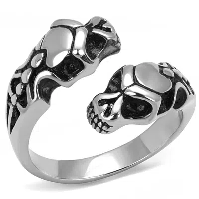 Fashnzfab High Polished (no Plating) Stainless Steel Ring With Epoxy In Jet In Multi