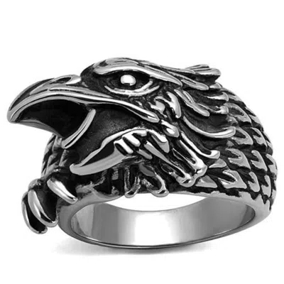 Fashnzfab High Polished (no Plating) Stainless Steel Ring With Epoxy In Jet In Multi