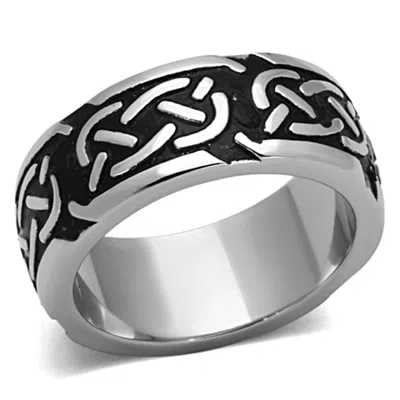 Fashnzfab High Polished (no Plating) Stainless Steel Ring With Epoxy In Jet In Neutral