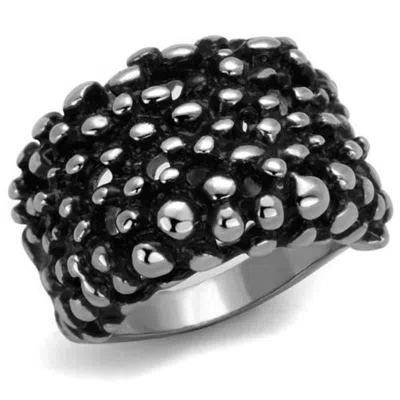 Fashnzfab High Polished (no Plating) Stainless Steel Ring With Epoxy In Jet In Pattern