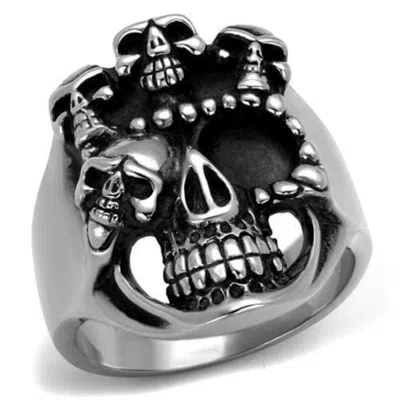 Fashnzfab High Polished (no Plating) Stainless Steel Ring With Epoxy In Jet In Purple