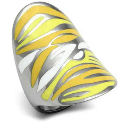 Fashnzfab High Polished (no Plating) Stainless Steel Ring With Epoxy In Multi Color