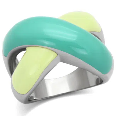 Fashnzfab High Polished (no Plating) Stainless Steel Ring With Epoxy In Multi Color