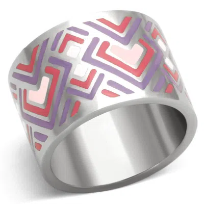 Fashnzfab High Polished (no Plating) Stainless Steel Ring With Epoxy In Multi Color