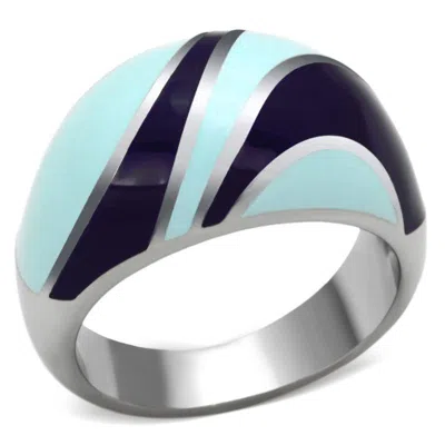 Fashnzfab High Polished (no Plating) Stainless Steel Ring With Epoxy In Multi Color