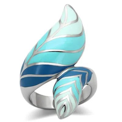 Fashnzfab High Polished (no Plating) Stainless Steel Ring With Epoxy In Multi Color