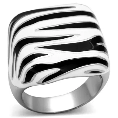 Fashnzfab High Polished (no Plating) Stainless Steel Ring With Epoxy In Multi Color