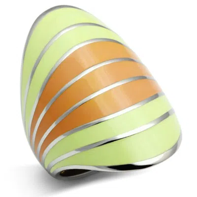 Fashnzfab High Polished (no Plating) Stainless Steel Ring With Epoxy In Multi Color In Gold
