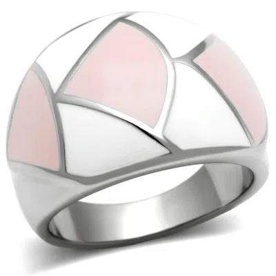 Fashnzfab High Polished (no Plating) Stainless Steel Ring With Epoxy In Multi Color In Metallic