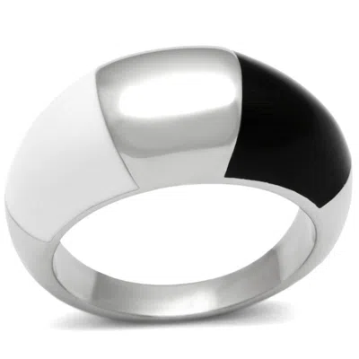 Fashnzfab High Polished (no Plating) Stainless Steel Ring With Epoxy In Multi Color In Metallic