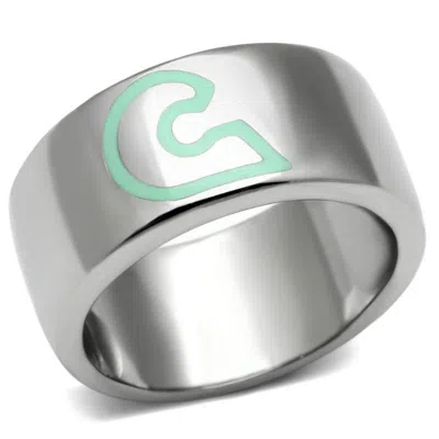 Fashnzfab High Polished (no Plating) Stainless Steel Ring With Epoxy In Multi Color In Metallic