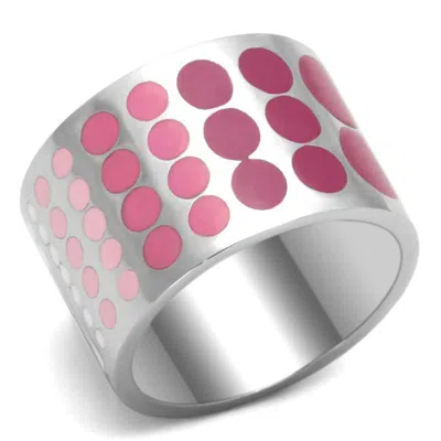 Fashnzfab High Polished (no Plating) Stainless Steel Ring With Epoxy In Multi Color In Metallic