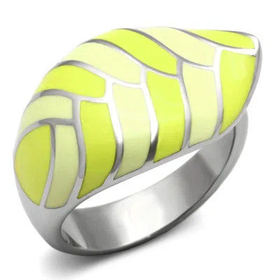 Fashnzfab High Polished (no Plating) Stainless Steel Ring With Epoxy In Multi Color In Metallic