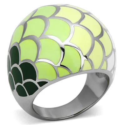 Fashnzfab High Polished (no Plating) Stainless Steel Ring With Epoxy In Multi Color In Neutral