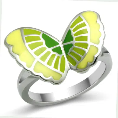 Fashnzfab High Polished (no Plating) Stainless Steel Ring With Epoxy In No Stone In Metallic