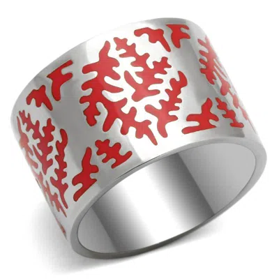 Fashnzfab High Polished (no Plating) Stainless Steel Ring With Epoxy In Siam In Metallic