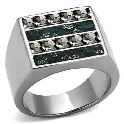 Fashnzfab High Polished (no Plating) Stainless Steel Ring With Leather In Assorted In Metallic