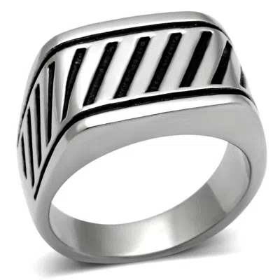 Fashnzfab High Polished (no Plating) Stainless Steel Ring With No Stone In Metallic