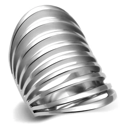 Fashnzfab High Polished (no Plating) Stainless Steel Ring With No Stone In Metallic