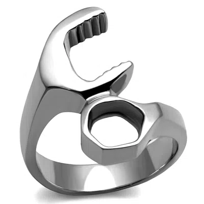 Fashnzfab High Polished (no Plating) Stainless Steel Ring With No Stone In Metallic