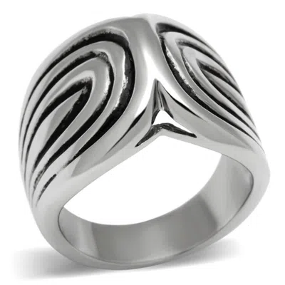 Fashnzfab High Polished (no Plating) Stainless Steel Ring With No Stone In Metallic