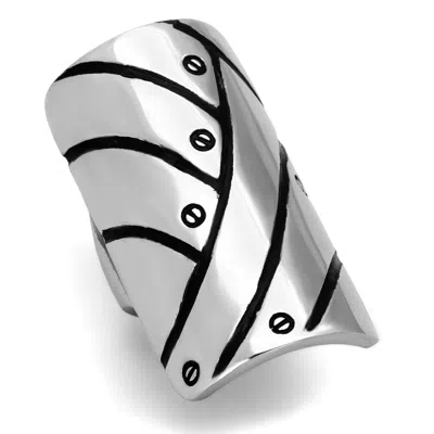 Fashnzfab High Polished (no Plating) Stainless Steel Ring With No Stone In Metallic