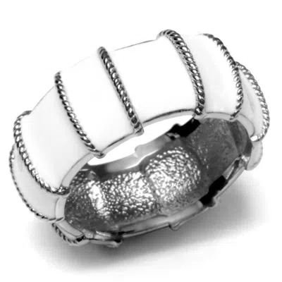 Fashnzfab High Polished (no Plating) Stainless Steel Ring With No Stone In Silver