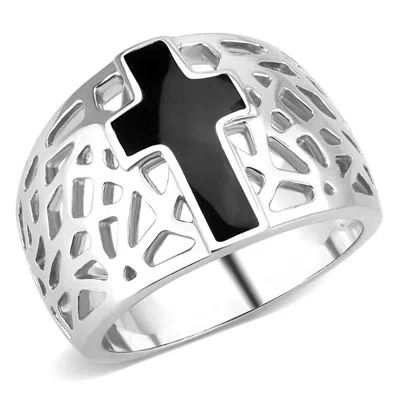 Fashnzfab High Polished (no Plating) Stainless Steel Ring With No Stone In Multi