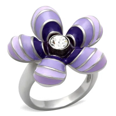 Fashnzfab High Polished (no Plating) Stainless Steel Ring With No Stone In Purple