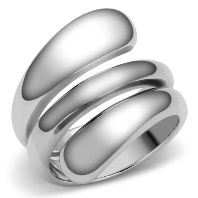 Fashnzfab High Polished (no Plating) Stainless Steel Ring With No Stone In Silver
