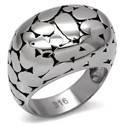 Fashnzfab High Polished (no Plating) Stainless Steel Ring With No Stone In Silver
