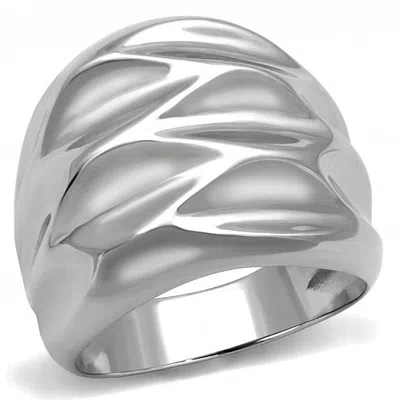 Fashnzfab High Polished (no Plating) Stainless Steel Ring With No Stone In Silver
