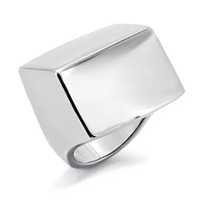 Fashnzfab High Polished (no Plating) Stainless Steel Ring With No Stone In Silver