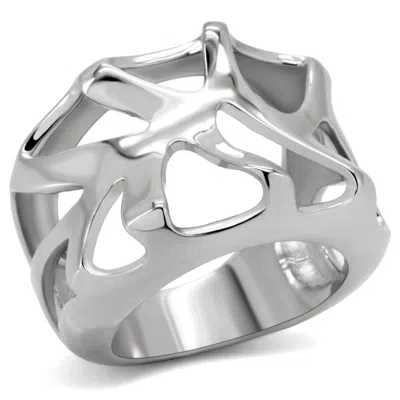 Fashnzfab High Polished (no Plating) Stainless Steel Ring With No Stone In Silver