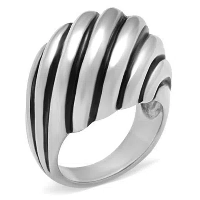 Fashnzfab High Polished (no Plating) Stainless Steel Ring With No Stone In Silver