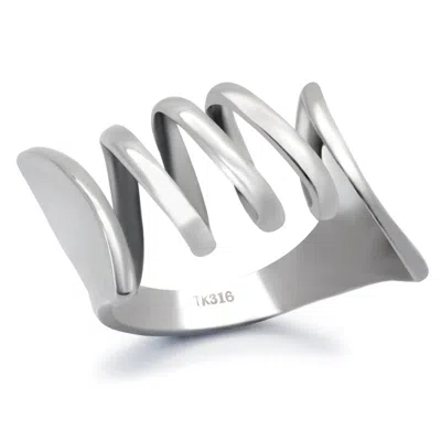 Fashnzfab High Polished (no Plating) Stainless Steel Ring With No Stone In Silver