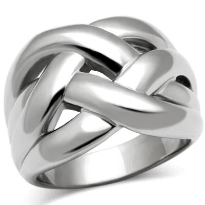 Fashnzfab High Polished (no Plating) Stainless Steel Ring With No Stone In Silver