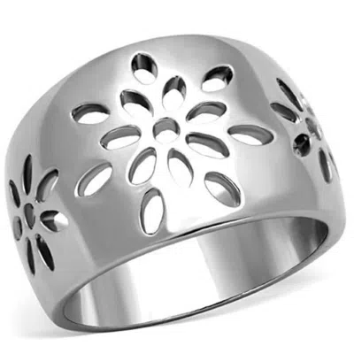 Fashnzfab High Polished (no Plating) Stainless Steel Ring With No Stone In Silver
