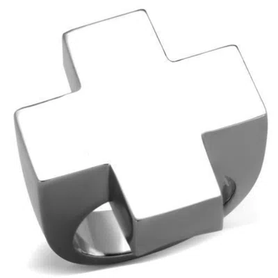 Fashnzfab High Polished (no Plating) Stainless Steel Ring With No Stone In Silver