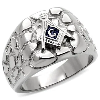 Fashnzfab High Polished (no Plating) Stainless Steel Ring With No Stone In Silver