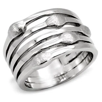 Fashnzfab High Polished (no Plating) Stainless Steel Ring With No Stone In Silver