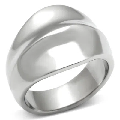 Fashnzfab High Polished (no Plating) Stainless Steel Ring With No Stone In Silver
