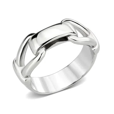 Fashnzfab High Polished (no Plating) Stainless Steel Ring With Nostone In No Stone In White