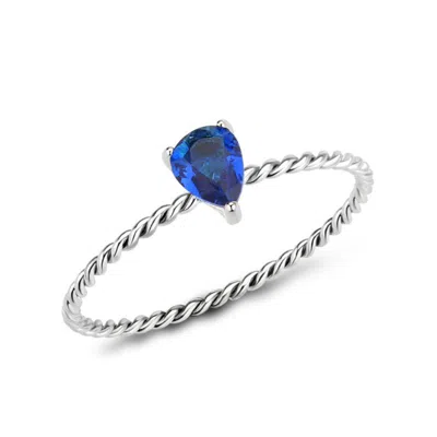 Fashnzfab High Polished (no Plating) Stainless Steel Ring With Synthetic In Montana In Blue