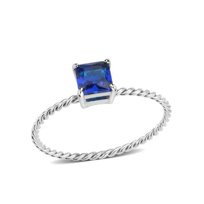 Fashnzfab High Polished (no Plating) Stainless Steel Ring With Synthetic In Montana In Metallic
