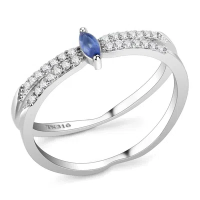 Fashnzfab High Polished (no Plating) Stainless Steel Ring With Synthetic In Montana In Metallic