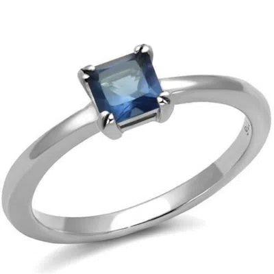 Fashnzfab High Polished (no Plating) Stainless Steel Ring With Synthetic Synthetic Glass In Montana In Multi