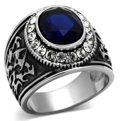 Fashnzfab High Polished (no Plating) Stainless Steel Ring With Synthetic Synthetic Glass In Montana In Orange