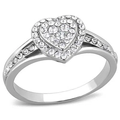 Fashnzfab High Polished (no Plating) Stainless Steel Ring With Top Grade Crystal In Clear In Multi