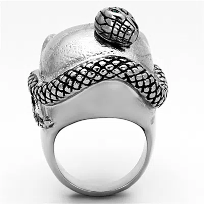 Fashnzfab High Polished (no Plating) Stainless Steel Ring With Top Grade Crystal In Multi Color In Metallic